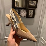 《大人気》ジャディオール スリングバックパンプス 偽物★ヒール6.5cm ブラウン テクニカルファブリック dep24544