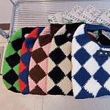 大人気!マルニマーケット 偽物◇テックウール製 DIAMONDスモールバッグ ブルー mac05990
