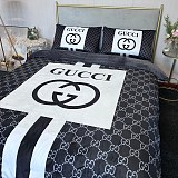 送料込 グッチ 2026新作 掛け布団カバーセット4点 ダブルサイズ/キングサイズベッド クリスタルベルベットベッドカバー 新居寝具用品