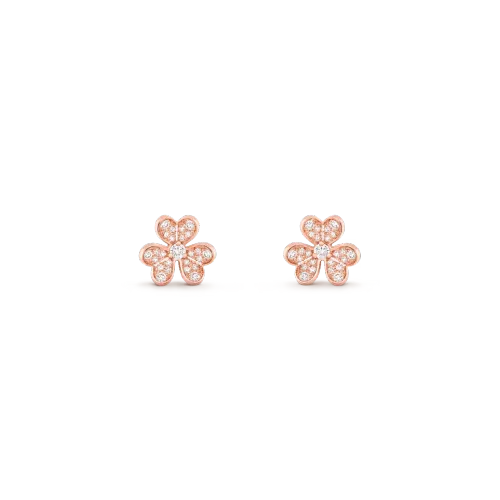 Van Cleef Inspired Frivole earrings, mini model, moissanites