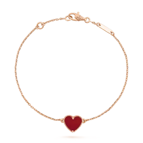 Van Cleef Inspired Sweet Alhambra Heart Bracelet, carnelian