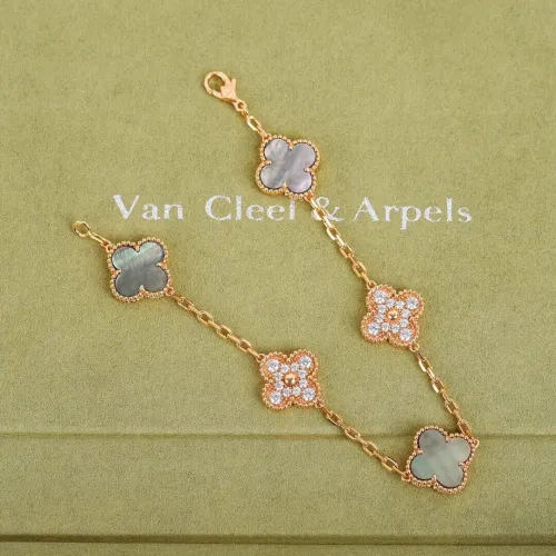 Van Cleef Inspired Vintage Alhambra Bracelet 15mm Grey Mother Of Pearl