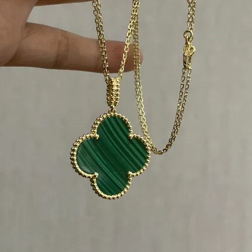 Van Cleef Inspired Magic Alhambra Malachite Motif Necklace, 26mm