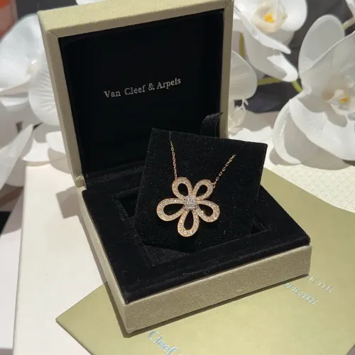 Van Cleef Inspired Flowerlace Necklace, Moissanite