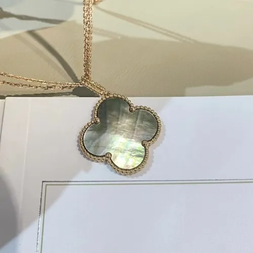 Van Cleef Inspired Magic Alhambra Grey Mother Of Pearl Motif Necklace 26mm