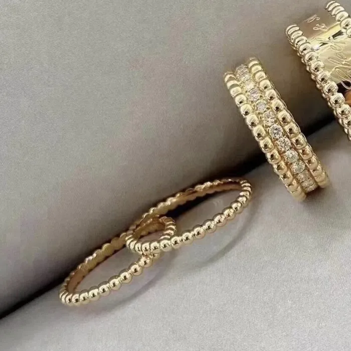 Van Cleef Inspired Perlée diamonds ring, 1 row