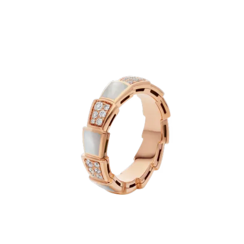 Bvlgari Serpenti Viper Ring With Mother Of Pearl, Diamonds