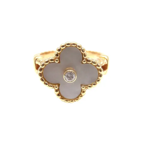 Van Cleef Inspired Vintage Alhambra Ring Grey Mother of Pearl
