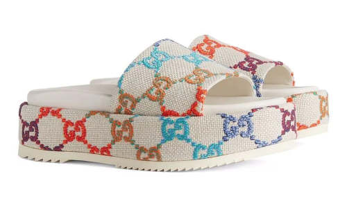Gucci GG jacquard platform slides