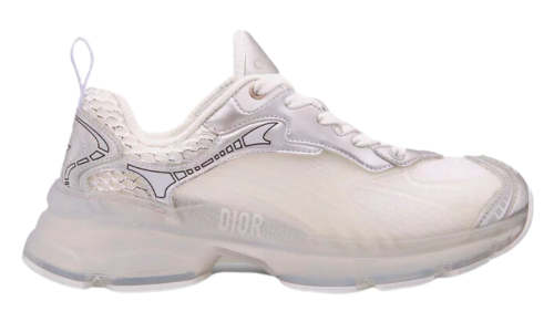 Dior Vibe Sneaker  White Mesh and Silver-Tone 