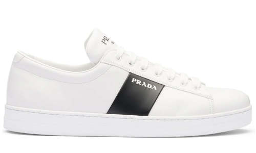 Prada brushed leather sneakers 'White Black'