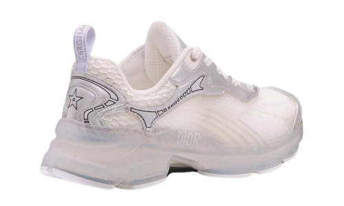 Dior Vibe Sneaker  White Mesh and Silver-Tone 