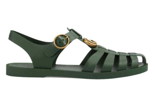 Gucci Rubber Buckle Strap Sandals - Green
