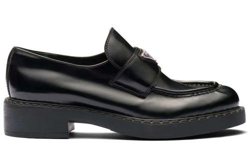 Prada Chocolate brushed leather loafers