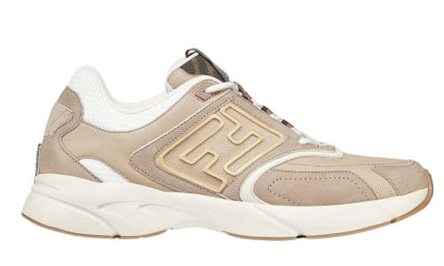 Fendi faster training shoes Beige nubuck leather low-top shoes