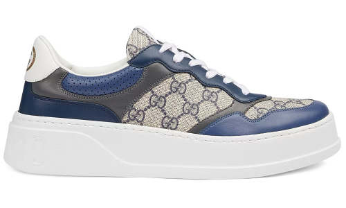 GUCCI GG Canvas leather-trimmed sneakers  Blue 