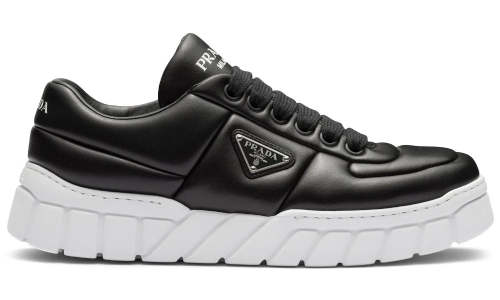 Prada padded leather sneakers 'Black'