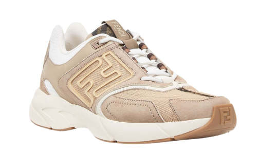 Fendi faster training shoes Beige nubuck leather low-top shoes