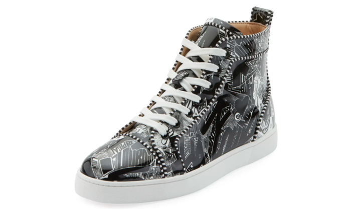 Christian Louboutin Louis Orlato Men’s Flat Black/White Patent Nicograf
