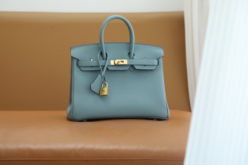 New Hermes Birkin 25 Togo Handmade Bag In Ciel