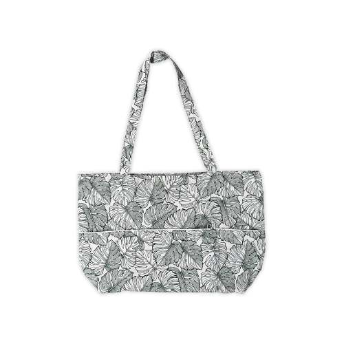 BOHO Green Monstera Tote that Folds into a Pouch