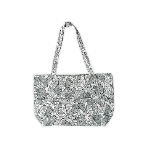BOHO Green Monstera Tote that Folds into a Pouch