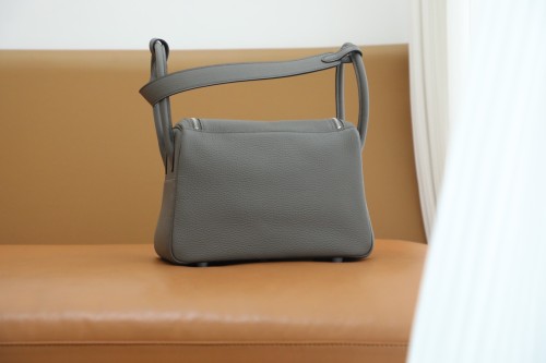 Hermes Lindy 26 Togo Handmade Bag In Gris Etain