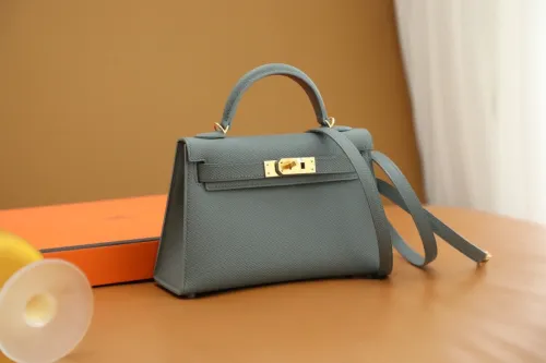 Hermes Kelly Mini II Epsom Leather Handmade Bag In Vert Amande