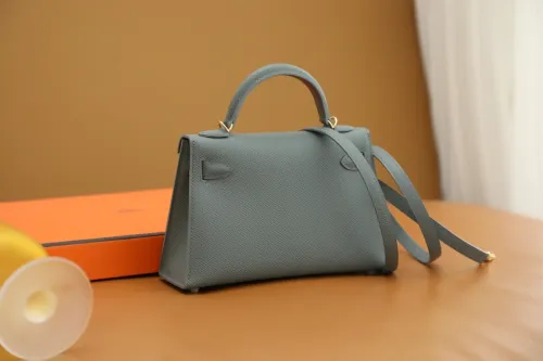 Hermes Kelly Mini II Epsom Leather Handmade Bag In Vert Amande