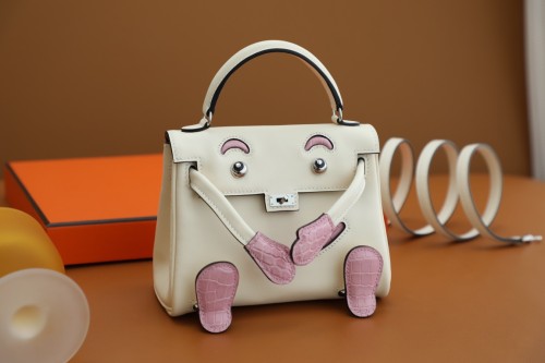 Hermes Kelly Doll Swift Handmade Bag In Nata/Rose Sakura