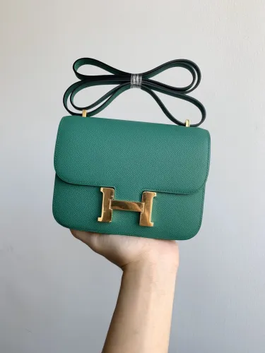 (Authentic Quality)Replica Hermes Constance 19 epsom Handmade Bag In Vert Vertigo