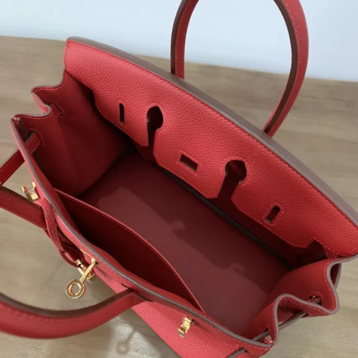 (Authentic Quality)Replica Hermes Birkin 25 Togo Leather Handmade Bag In Rouge Casaque