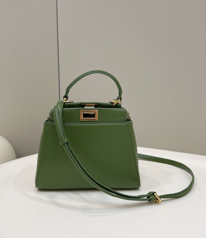 (Authentic Quality)Replica Fendi Peekaboo Mini 23 Smooth Lamb In Green