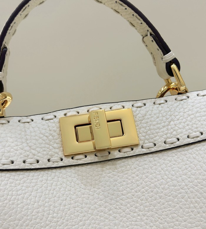 (Authentic Quality)Replica Fendi Peekaboo 27 Caviar Leather In White