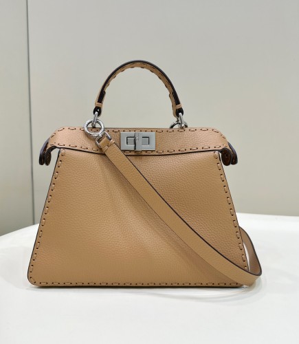 (Authentic Quality)Replica Fendi Peekaboo 27 Caviar Leather In Beige