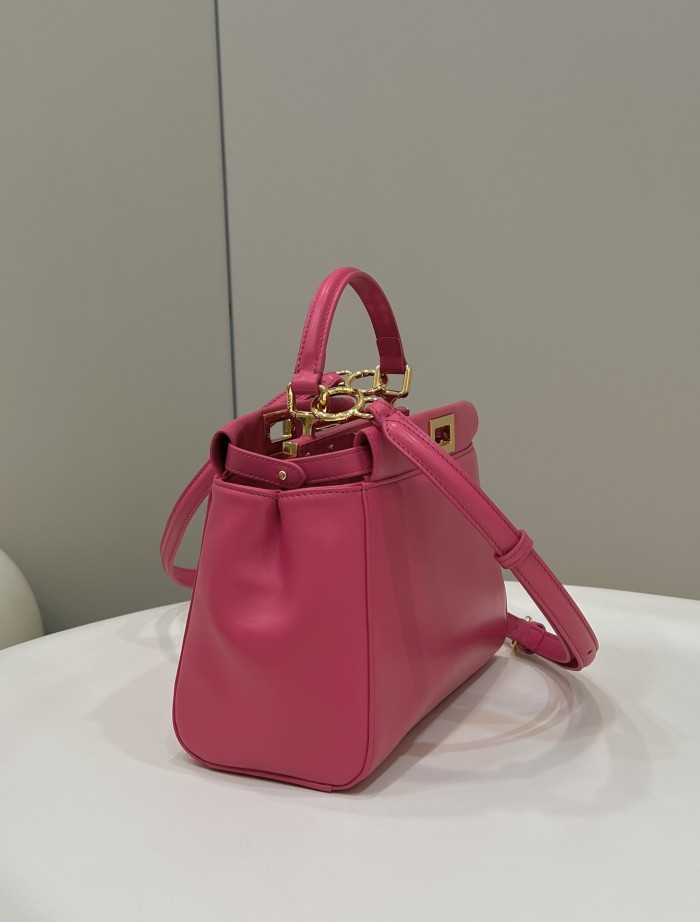 (Authentic Quality)Replica Fendi Peekaboo Mini 23 Smooth Lamb In Rose Pink