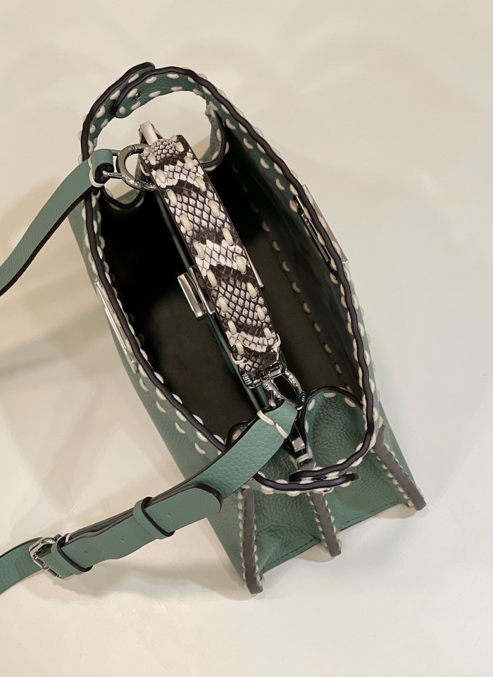 (Authentic Quality)Replica Fendi Peekaboo 27 Snake Handle Outside Stitch In Green