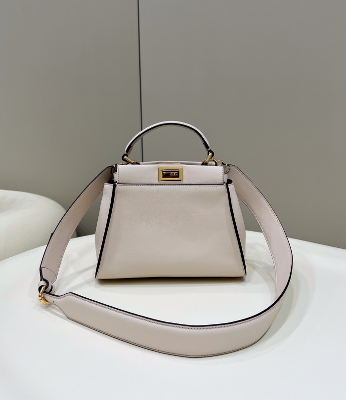 (Authentic Quality)Replica Fendi Peekaboo 23 Smooth Baby Calf In White