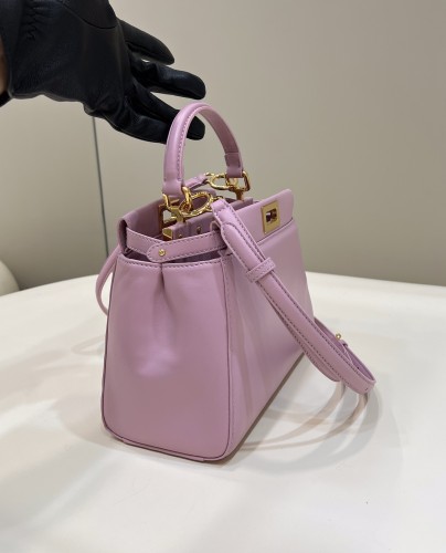 (Authentic Quality)Replica Fendi Peekaboo Mini 23 Smooth Lamb In Pink Purple