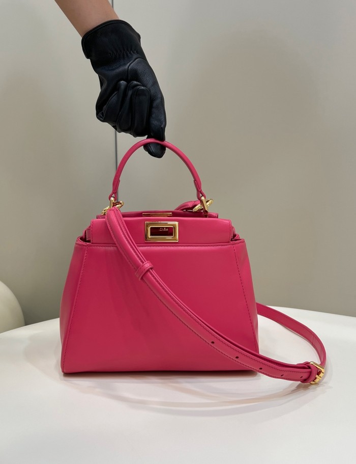 (Authentic Quality)Replica Fendi Peekaboo Mini 23 Smooth Lamb In Rose Pink