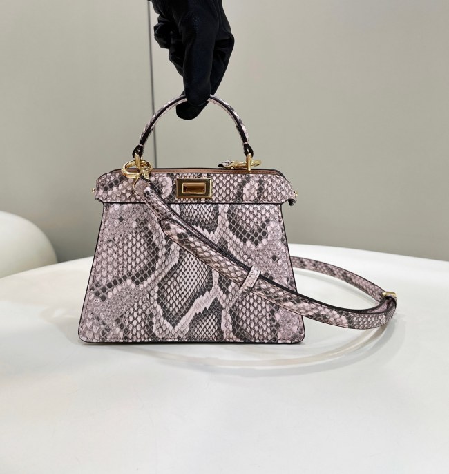 (Authentic Quality)Replica Fendi SeeYouPetite Peekaboo 21 Snake Leather In Nude