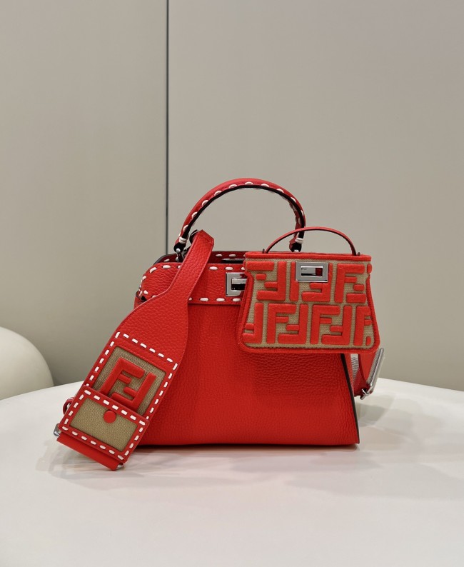 (Authentic Quality)Replica Fendi Peekaboo Mini 23 Caviar Cow Leather In Red