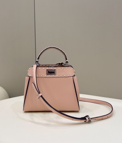 (Authentic Quality)Replica Fendi Peekaboo Mini 23 Caviar Cow Leather In Pink