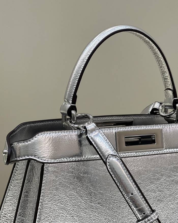 (Authentic Quality)Replica Fendi ISeeU Peekaboo 33 Cow Leather In Silver