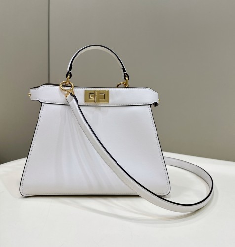 (Authentic Quality)Replica Fendi ISeeU Peekaboo 27 Smooth Baby Calf In White