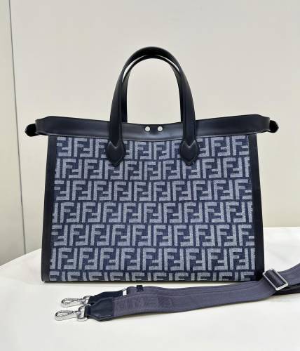 (Authentic Quality)Replica Fendi Peekaboo Tote Jean/Leather 32.5 In Blue
