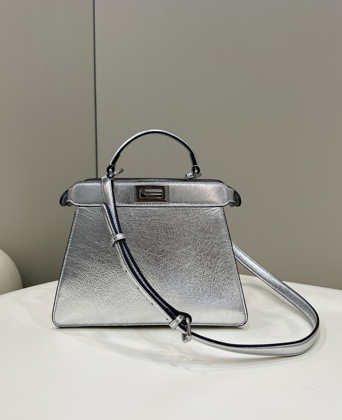 (Authentic Quality)Replica Fendi ISeeU Peekaboo 27 Smooth Baby Calf In Silver