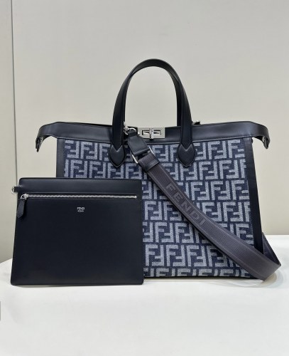 (Authentic Quality)Replica Fendi Peekaboo Tote Jean/Leather 32.5 In Blue