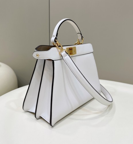 (Authentic Quality)Replica Fendi ISeeU Peekaboo 27 Smooth Baby Calf In White