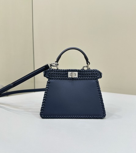 (Authentic Quality)Replica Fendi I See U Peekaboo Mini 23 Cow Leather Knit In Dark Blue